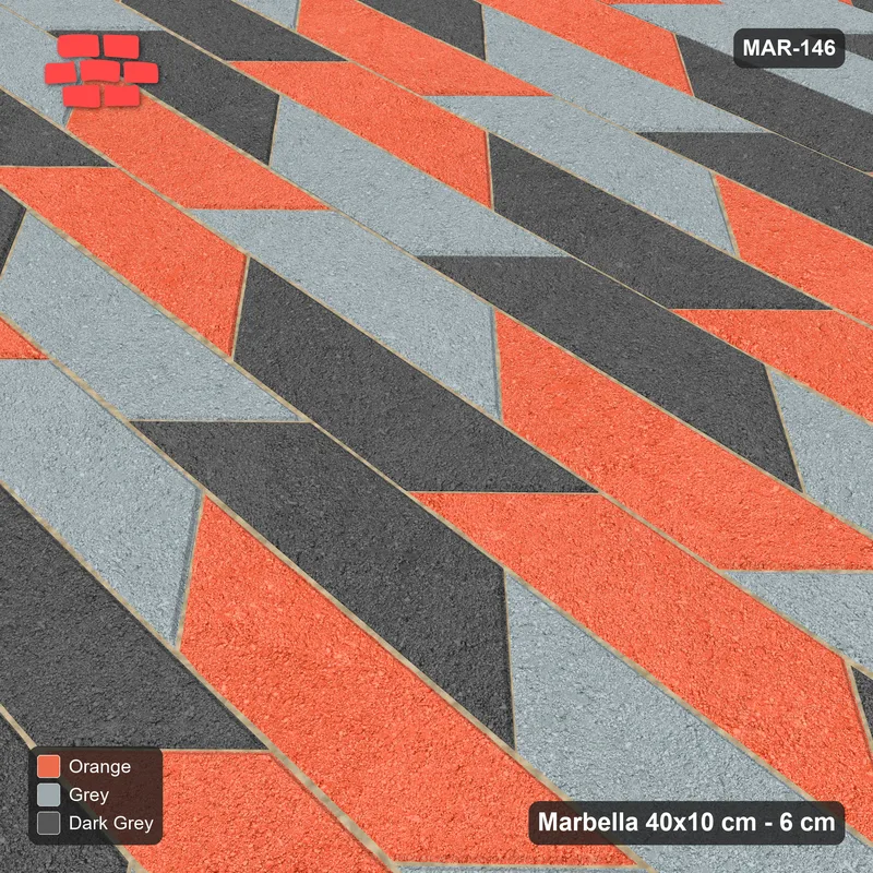 Interlock (Pasco) 40x10 cm · MAR-146 · Three-Tone Cube Illusion - Sunset Slate with Kerb Frame · Side view Interlock (Pasco) 40x10 cm · MAR-146 · Three-Tone Cube Illusion - Sunset Slate with Kerb Frame · Side view