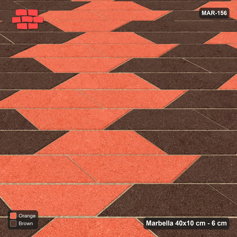 Interlock (Pasco) 40x10 cm · MAR-156 · Diagonal Column Stripes - Burnt Clay · Side view Interlock (Pasco) 40x10 cm · MAR-156 · Diagonal Column Stripes - Burnt Clay · Side view
