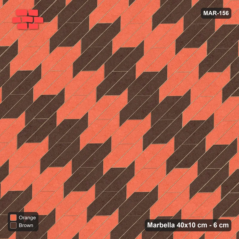 Interlock (Pasco) 40x10 cm · MAR-156 · Diagonal Column Stripes - Burnt Clay · Top view Interlock (Pasco) 40x10 cm · MAR-156 · Diagonal Column Stripes - Burnt Clay · Top view