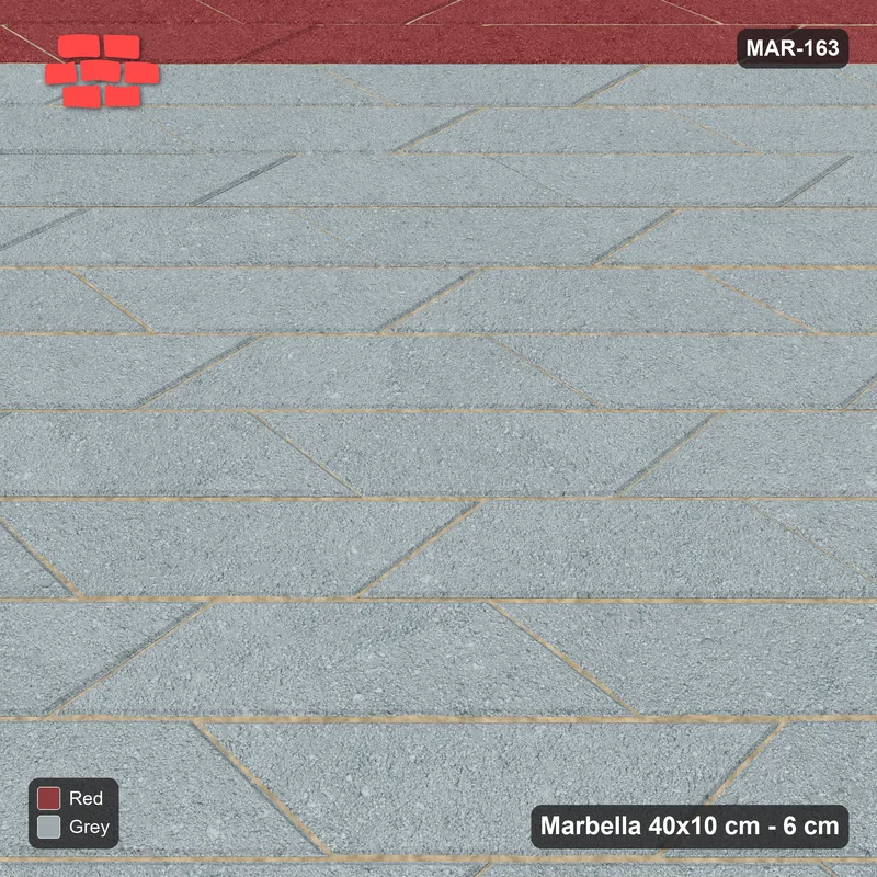 Interlock (Pasco) 40x10 cm · MAR-163 · Diagonal Central Square Panel - Brick & Ash with Kerb Frame · Side view Interlock (Pasco) 40x10 cm · MAR-163 · Diagonal Central Square Panel - Brick & Ash with Kerb Frame · Side view