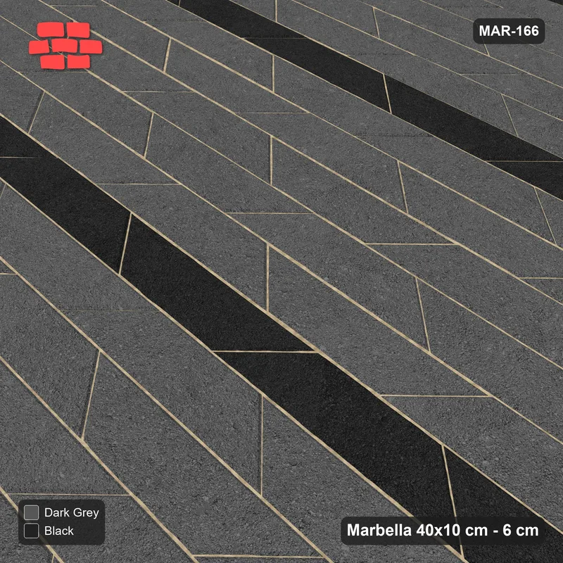 Interlock (Pasco) 40x10 cm · MAR-166 · Fine Accent Stripes - Night Sky with Kerb Frame · Side view Interlock (Pasco) 40x10 cm · MAR-166 · Fine Accent Stripes - Night Sky with Kerb Frame · Side view