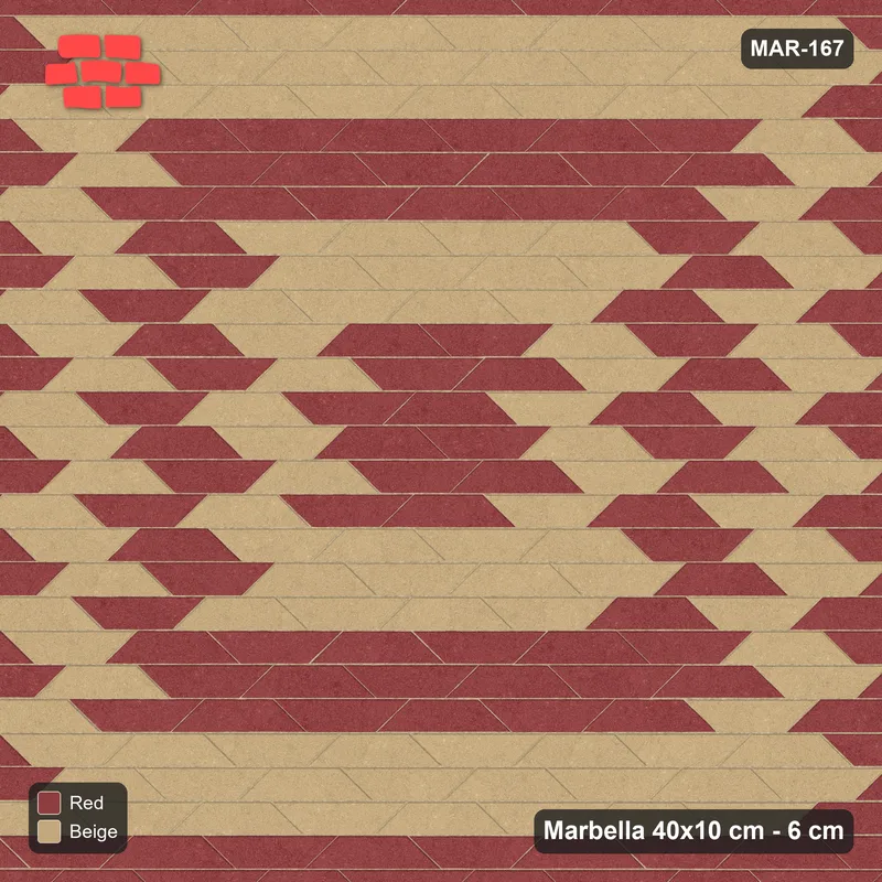 Interlock (Pasco) 40x10 cm · MAR-167 · Wide Square Rings - Terracotta · Top view Interlock (Pasco) 40x10 cm · MAR-167 · Wide Square Rings - Terracotta · Top view
