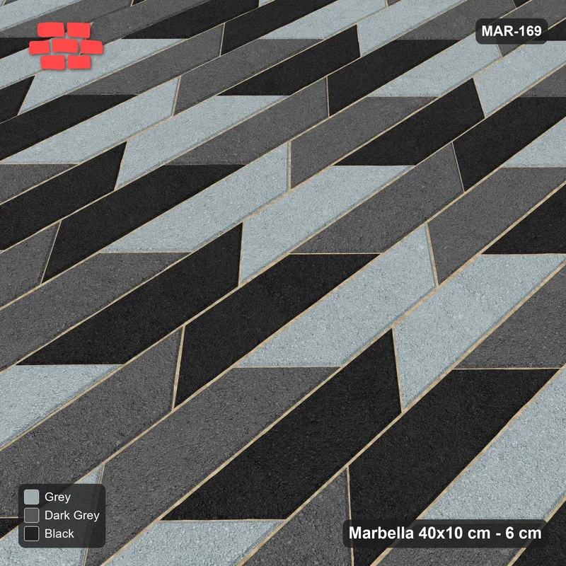 Interlock (Pasco) 40x10 cm · MAR-169 · Upright Cube Illusion Trio - Graphite Scale with Kerb Frame · Side view Interlock (Pasco) 40x10 cm · MAR-169 · Upright Cube Illusion Trio - Graphite Scale with Kerb Frame · Side view