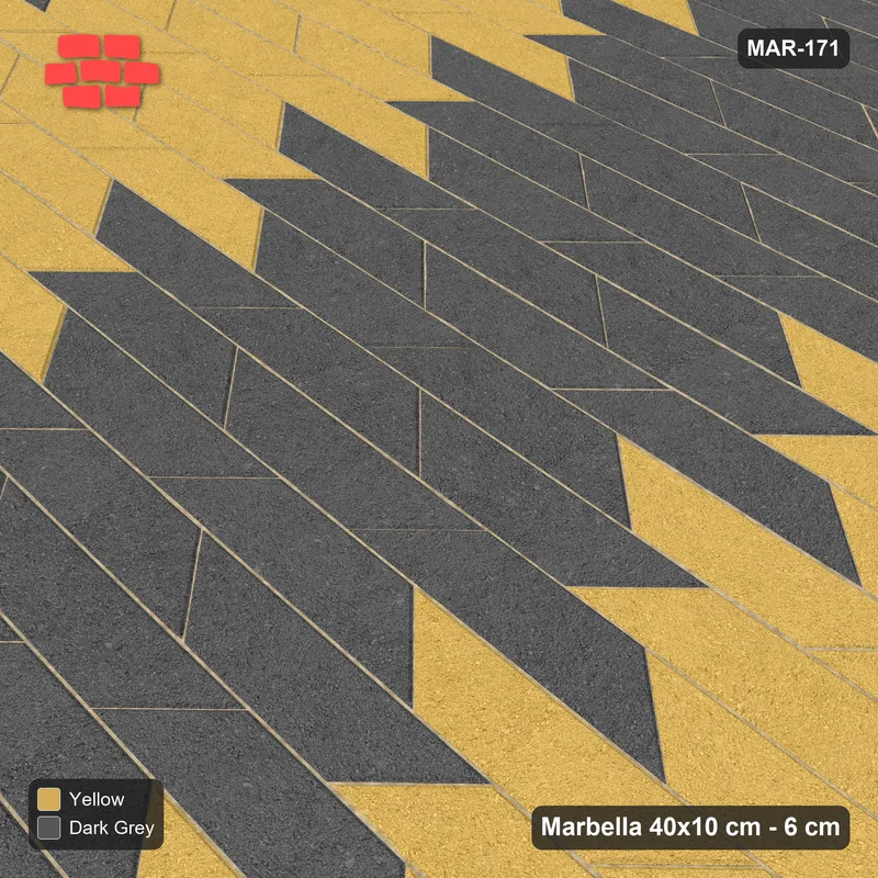 Interlock (Pasco) 40x10 cm · MAR-171 · Wide Column Stripes - Mustard Slate · Side view Interlock (Pasco) 40x10 cm · MAR-171 · Wide Column Stripes - Mustard Slate · Side view