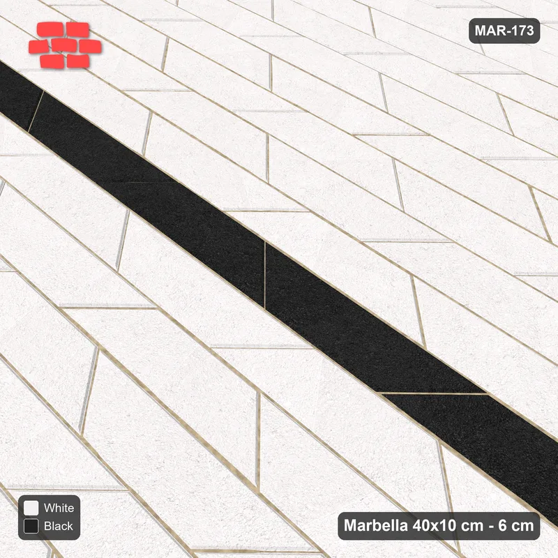 Interlock (Pasco) 40x10 cm · MAR-173 · Thin Centre Line - Contrast with Kerb Frame · Side view Interlock (Pasco) 40x10 cm · MAR-173 · Thin Centre Line - Contrast with Kerb Frame · Side view