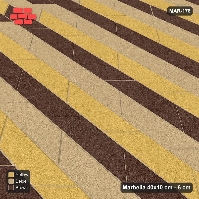 Interlock (Pasco) 40x10 cm · MAR-178 · Three-Tone Chevron Courses - Harvest Gold with Kerb Frame · Side view Interlock (Pasco) 40x10 cm · MAR-178 · Three-Tone Chevron Courses - Harvest Gold with Kerb Frame · Side view