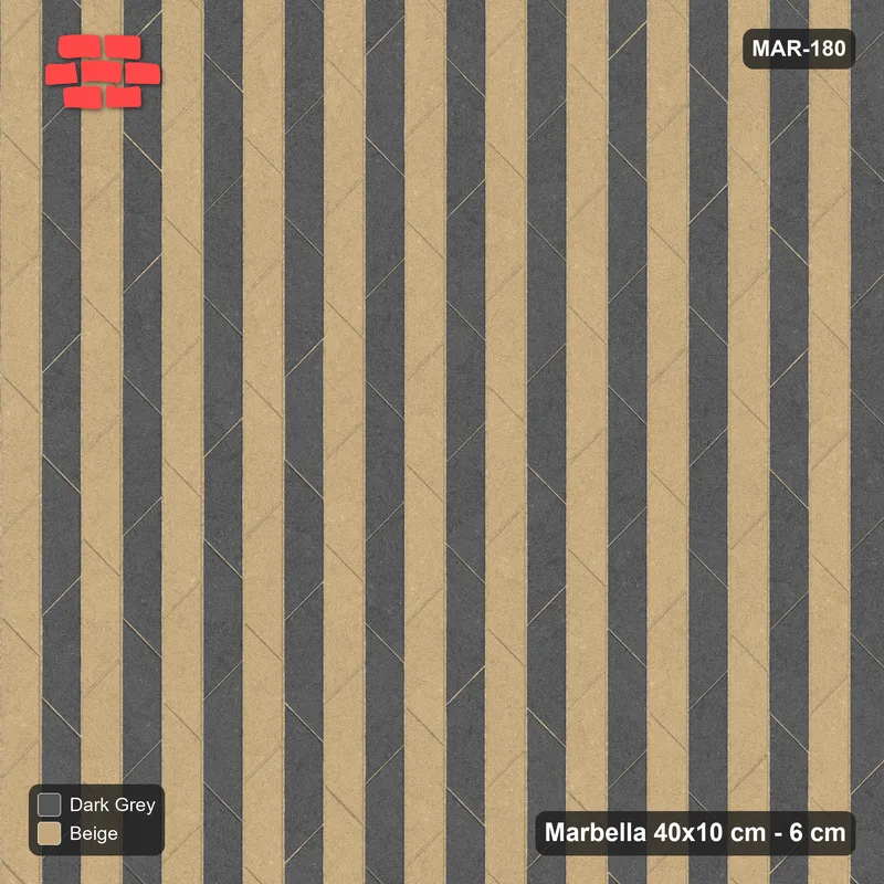 Interlock (Pasco) 40x10 cm · MAR-180 · Upright Alternating Course Stripes - Stone & Earth with Kerb Frame · Top view Interlock (Pasco) 40x10 cm · MAR-180 · Upright Alternating Course Stripes - Stone & Earth with Kerb Frame · Top view