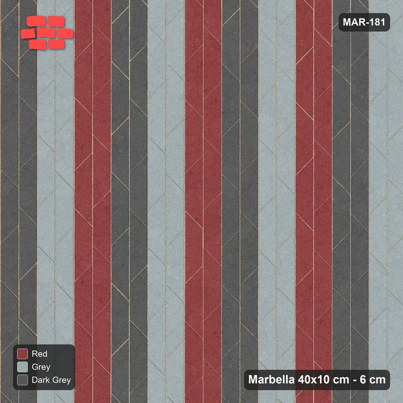 Interlock (Pasco) 40x10 cm · MAR-181 · Upright Wide Three-Tone Courses - Urban Brick with Kerb Frame · Top view Interlock (Pasco) 40x10 cm · MAR-181 · Upright Wide Three-Tone Courses - Urban Brick with Kerb Frame · Top view