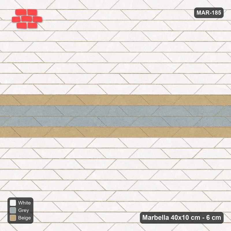 Interlock (Pasco) 40x10 cm · MAR-185 · Centre Band with Edge Lines - Coastal with Kerb Frame · Top view Interlock (Pasco) 40x10 cm · MAR-185 · Centre Band with Edge Lines - Coastal with Kerb Frame · Top view