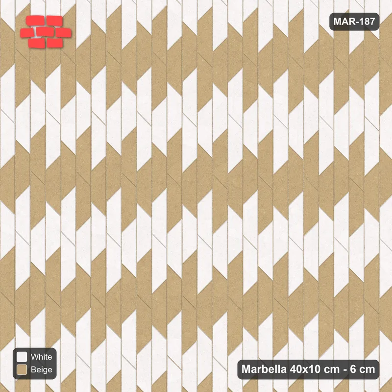 Interlock (Pasco) 40x10 cm · MAR-187 · Upright Column Stripes - Ivory & Sand · Top view Interlock (Pasco) 40x10 cm · MAR-187 · Upright Column Stripes - Ivory & Sand · Top view