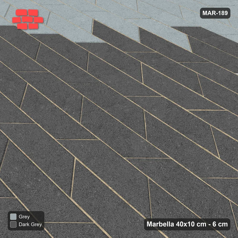 Interlock (Pasco) 40x10 cm · MAR-189 · Central Diamond Medallion - Charcoal Edge with Kerb Frame · Side view Interlock (Pasco) 40x10 cm · MAR-189 · Central Diamond Medallion - Charcoal Edge with Kerb Frame · Side view