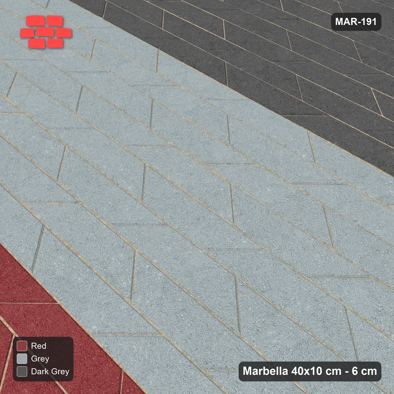 Interlock (Pasco) 40x10 cm · MAR-191 · Three Tone Zones - Urban Brick · Side view Interlock (Pasco) 40x10 cm · MAR-191 · Three Tone Zones - Urban Brick · Side view