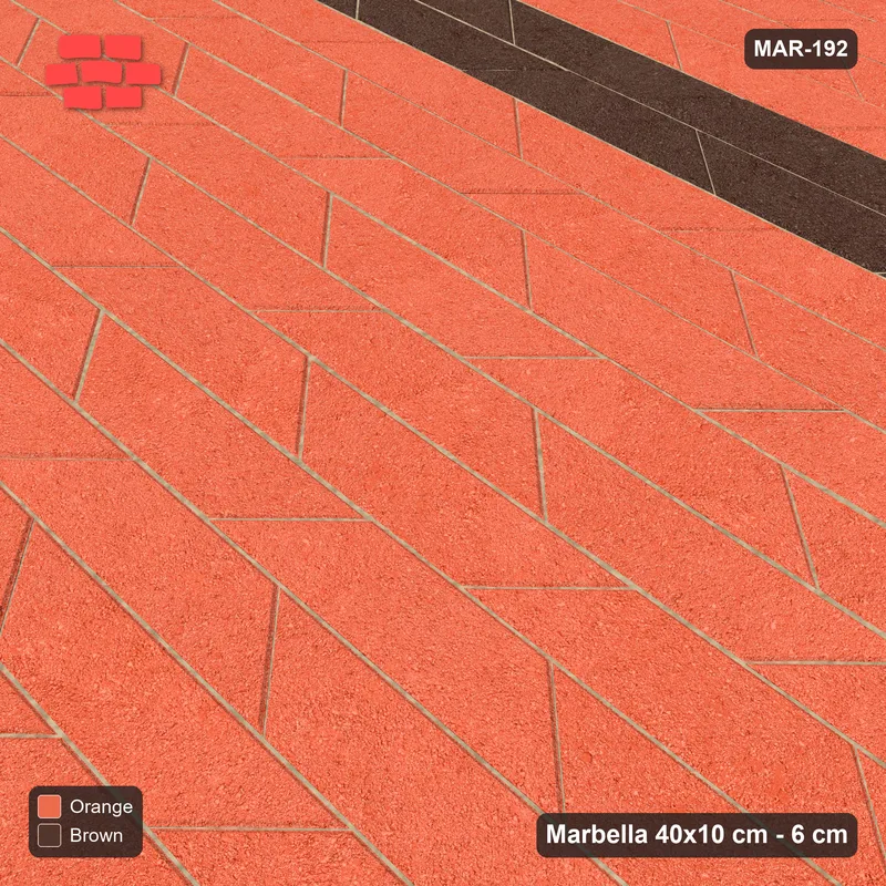 Interlock (Pasco) 40x10 cm · MAR-192 · Twin Feature Bands - Burnt Clay with Kerb Frame · Side view Interlock (Pasco) 40x10 cm · MAR-192 · Twin Feature Bands - Burnt Clay with Kerb Frame · Side view
