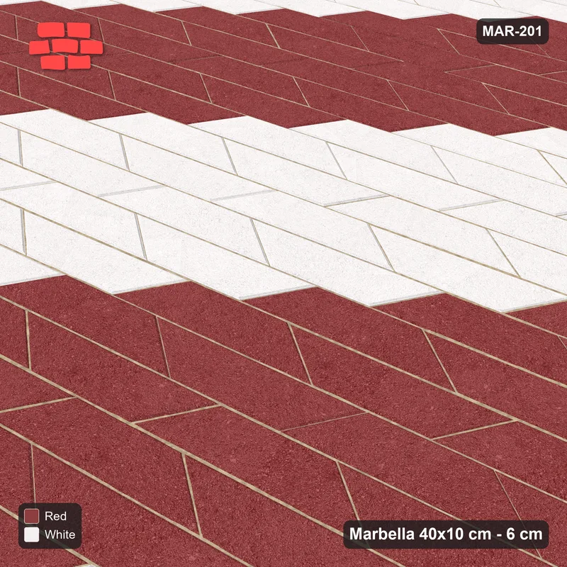 Interlock (Pasco) 40x10 cm · MAR-201 · 15-Degree Diagonal Bands - Burgundy & Ivory · Side view Interlock (Pasco) 40x10 cm · MAR-201 · 15-Degree Diagonal Bands - Burgundy & Ivory · Side view
