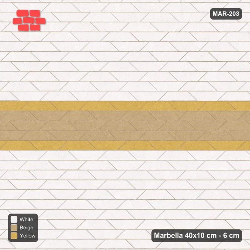 Interlock (Pasco) 40x10 cm · MAR-203 · Broad Band with Edge Lines - Golden Sand with Kerb Frame · Top view Interlock (Pasco) 40x10 cm · MAR-203 · Broad Band with Edge Lines - Golden Sand with Kerb Frame · Top view