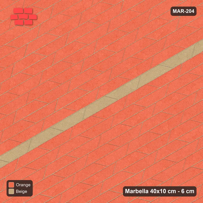 Interlock (Pasco) 40x10 cm · MAR-204 · 30-Degree Thin Centre Line - Clay Court · Top view Interlock (Pasco) 40x10 cm · MAR-204 · 30-Degree Thin Centre Line - Clay Court · Top view