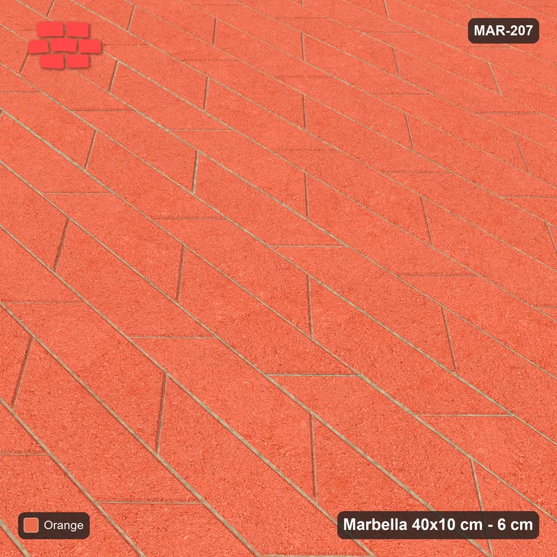 Interlock (Pasco) 40x10 cm · MAR-207 · Plain Interlock Field - Coral with Kerb Frame · Side view Interlock (Pasco) 40x10 cm · MAR-207 · Plain Interlock Field - Coral with Kerb Frame · Side view