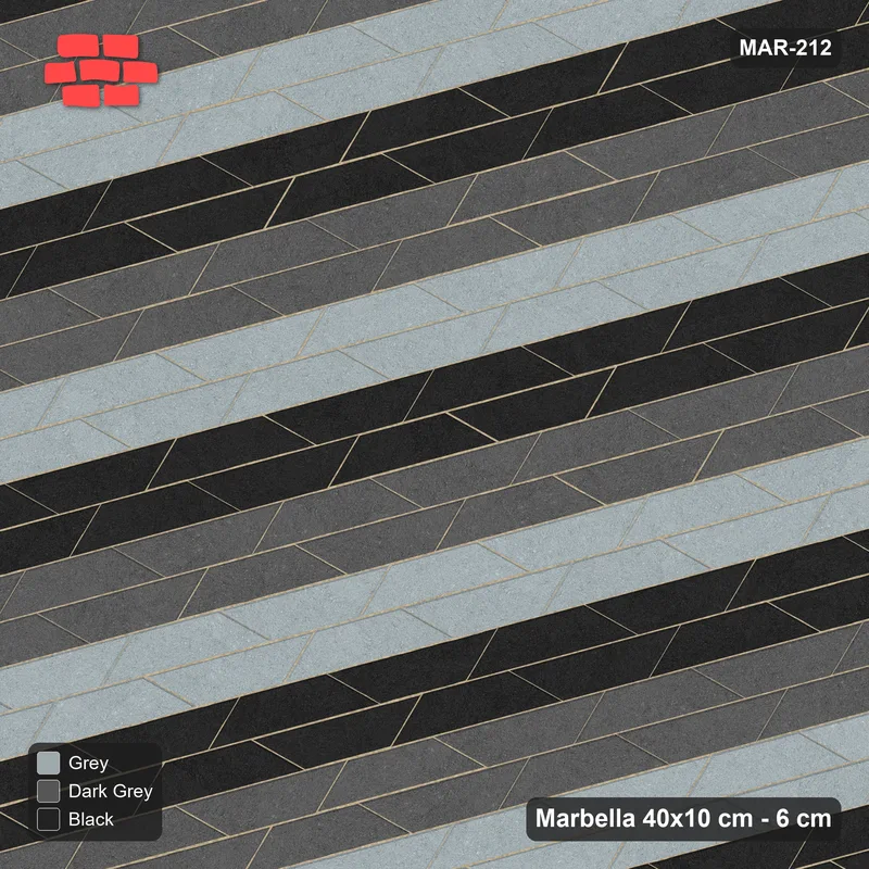 Interlock (Pasco) 40x10 cm · MAR-212 · 15-Degree Wide Three-Tone Courses - Graphite Scale · Top view Interlock (Pasco) 40x10 cm · MAR-212 · 15-Degree Wide Three-Tone Courses - Graphite Scale · Top view