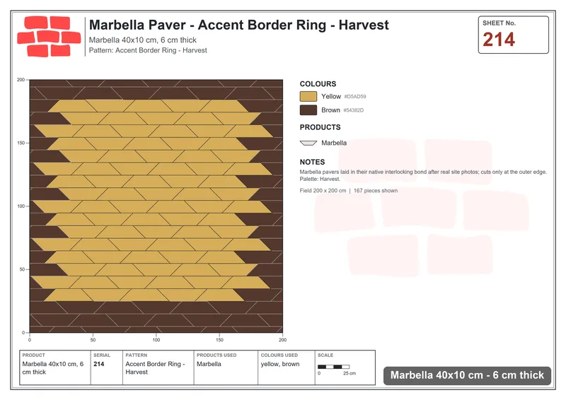 Interlock (Pasco) 40x10 cm · MAR-214 · Accent Border Ring - Harvest · Laying plan Interlock (Pasco) 40x10 cm · MAR-214 · Accent Border Ring - Harvest · Laying plan