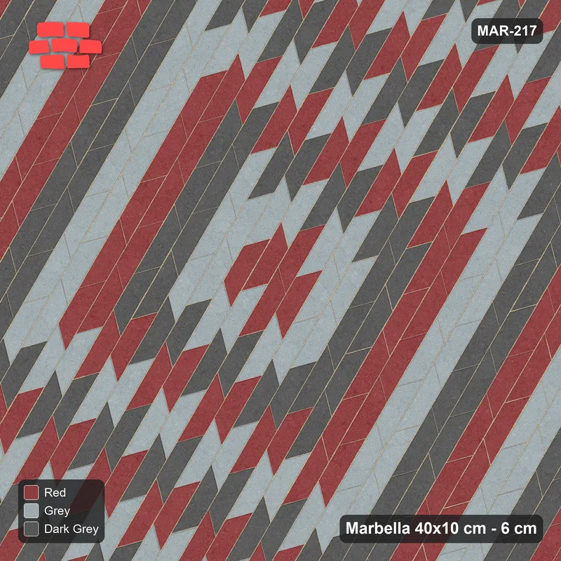 Interlock (Pasco) 40x10 cm · MAR-217 · 60-Degree Concentric Square Rings - Urban Brick · Top view Interlock (Pasco) 40x10 cm · MAR-217 · 60-Degree Concentric Square Rings - Urban Brick · Top view