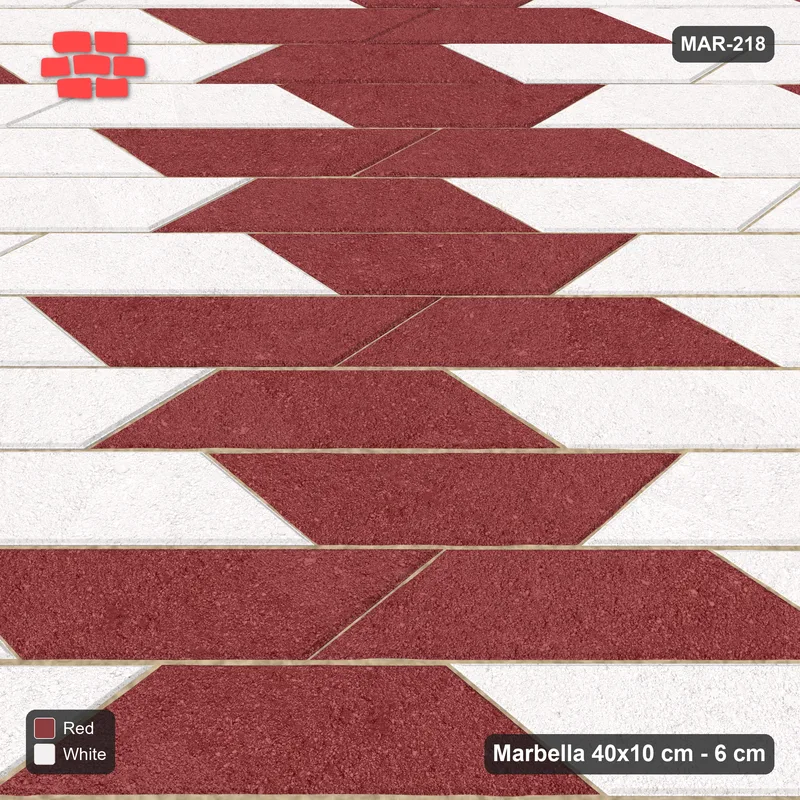 Interlock (Pasco) 40x10 cm · MAR-218 · Diagonal Column Stripes - Burgundy & Ivory · Side view Interlock (Pasco) 40x10 cm · MAR-218 · Diagonal Column Stripes - Burgundy & Ivory · Side view