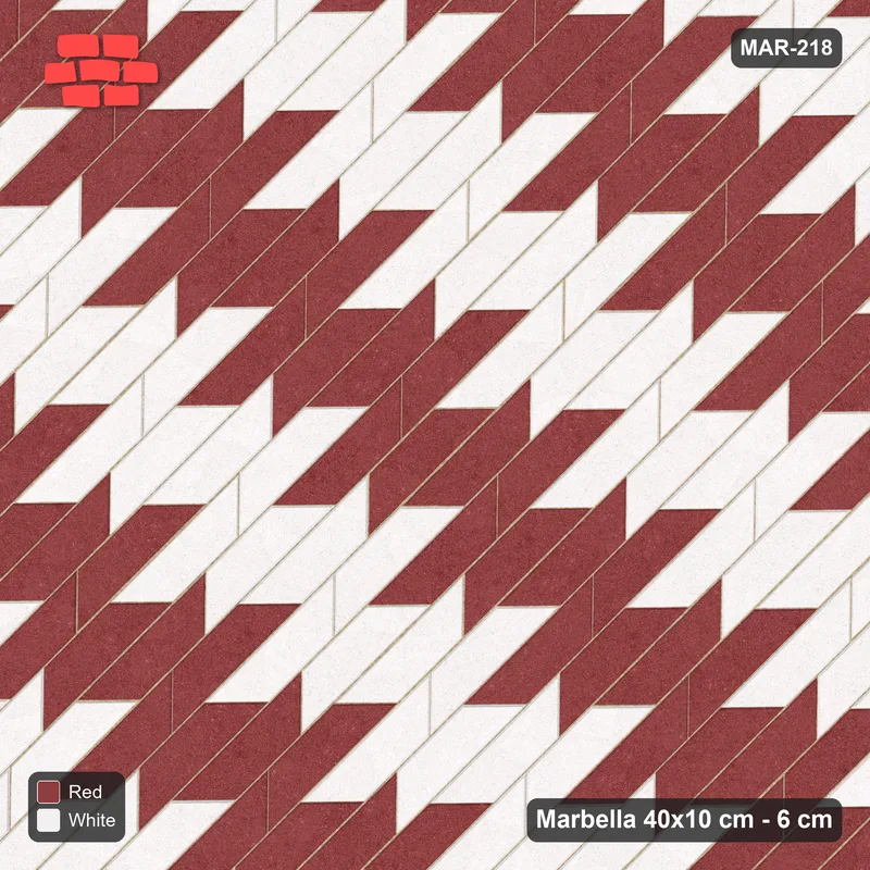 Interlock (Pasco) 40x10 cm · MAR-218 · Diagonal Column Stripes - Burgundy & Ivory · Top view Interlock (Pasco) 40x10 cm · MAR-218 · Diagonal Column Stripes - Burgundy & Ivory · Top view