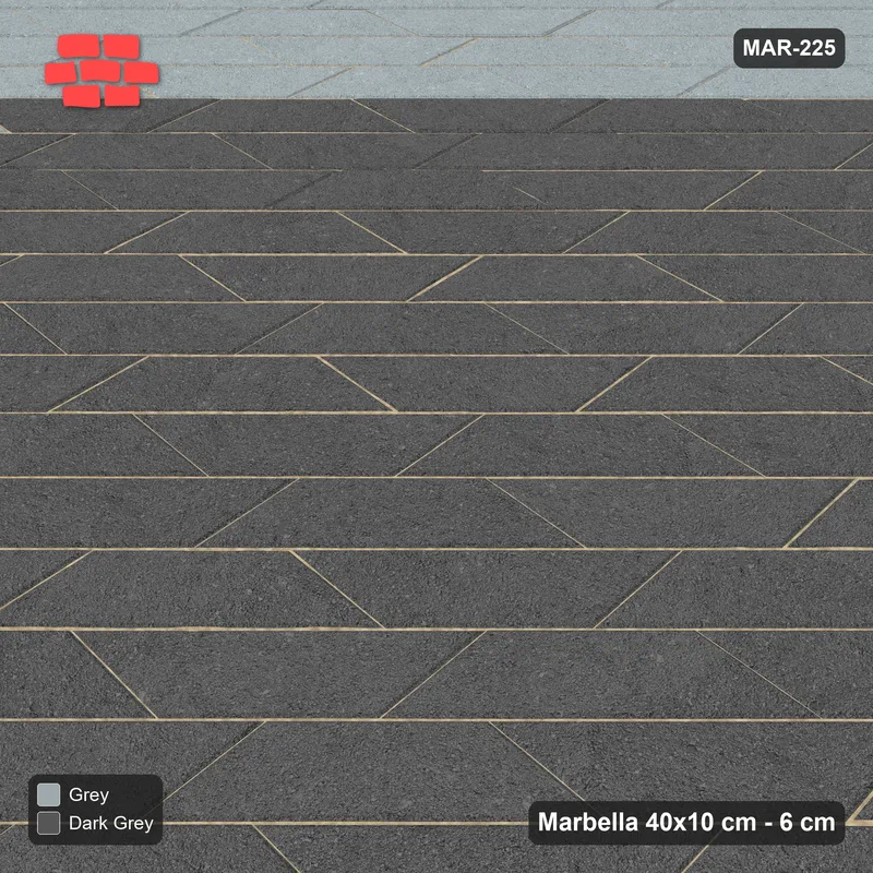 Interlock (Pasco) 40x10 cm · MAR-225 · Diagonal Central Square Panel - Charcoal Edge · Side view Interlock (Pasco) 40x10 cm · MAR-225 · Diagonal Central Square Panel - Charcoal Edge · Side view