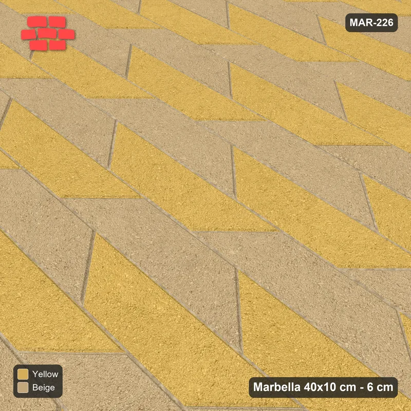 Interlock (Pasco) 40x10 cm · MAR-226 · Two-Tone Interlocking Pairs - Desert Sun with Kerb Frame · Side view Interlock (Pasco) 40x10 cm · MAR-226 · Two-Tone Interlocking Pairs - Desert Sun with Kerb Frame · Side view