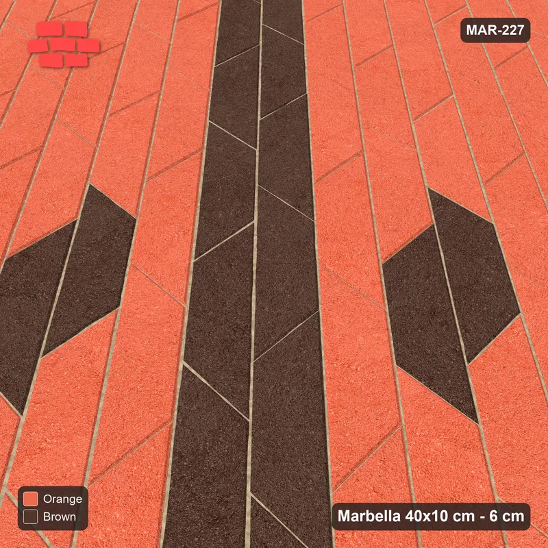 Interlock (Pasco) 40x10 cm · MAR-227 · Counter-Diagonal Central Cross Band - Burnt Clay · Side view Interlock (Pasco) 40x10 cm · MAR-227 · Counter-Diagonal Central Cross Band - Burnt Clay · Side view