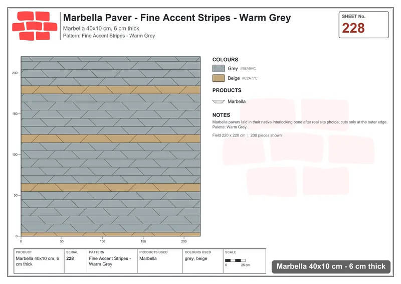 Interlock (Pasco) 40x10 cm · MAR-228 · Fine Accent Stripes - Warm Grey · Laying plan Interlock (Pasco) 40x10 cm · MAR-228 · Fine Accent Stripes - Warm Grey · Laying plan