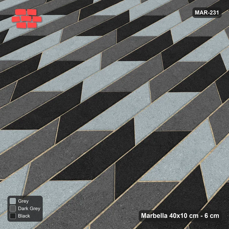 Interlock (Pasco) 40x10 cm · MAR-231 · Upright Cube Illusion Trio - Graphite Scale · Side view Interlock (Pasco) 40x10 cm · MAR-231 · Upright Cube Illusion Trio - Graphite Scale · Side view