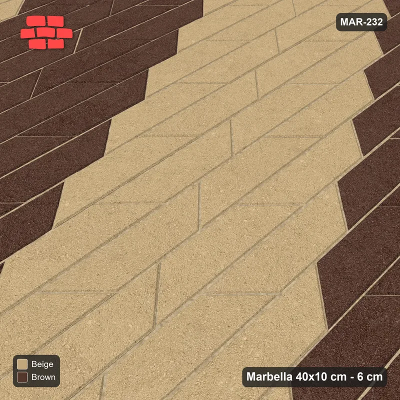 Interlock (Pasco) 40x10 cm · MAR-232 · Upright Diagonal Bands - Sandstone · Side view Interlock (Pasco) 40x10 cm · MAR-232 · Upright Diagonal Bands - Sandstone · Side view