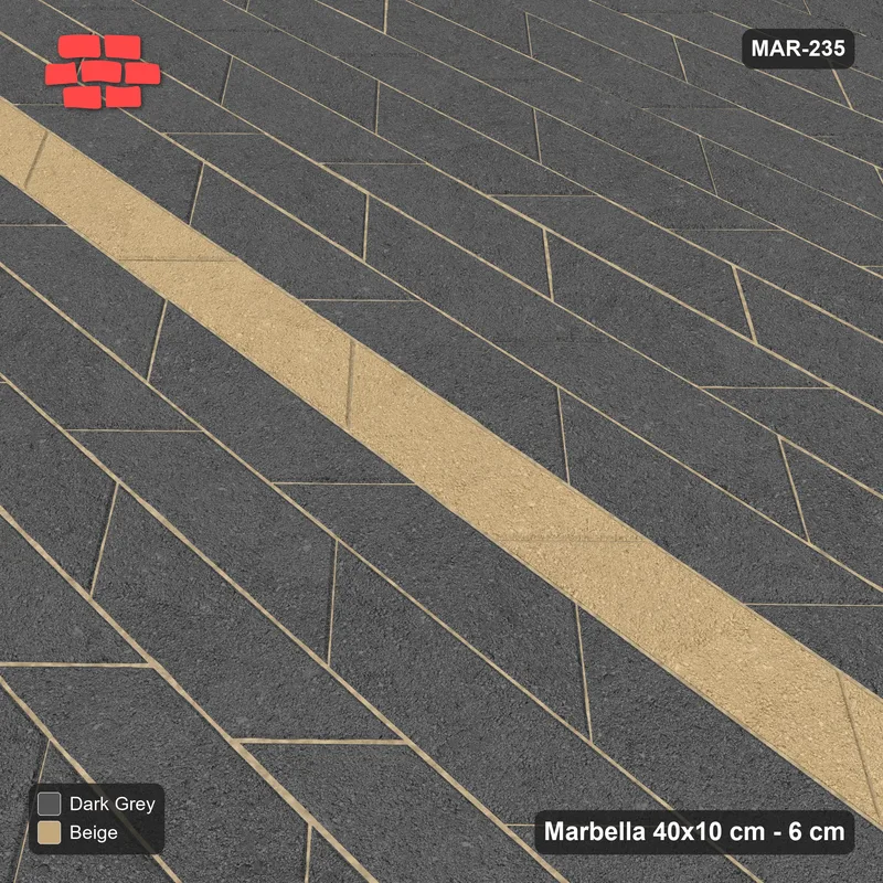 Interlock (Pasco) 40x10 cm · MAR-235 · Thin Centre Line - Stone & Earth · Side view Interlock (Pasco) 40x10 cm · MAR-235 · Thin Centre Line - Stone & Earth · Side view