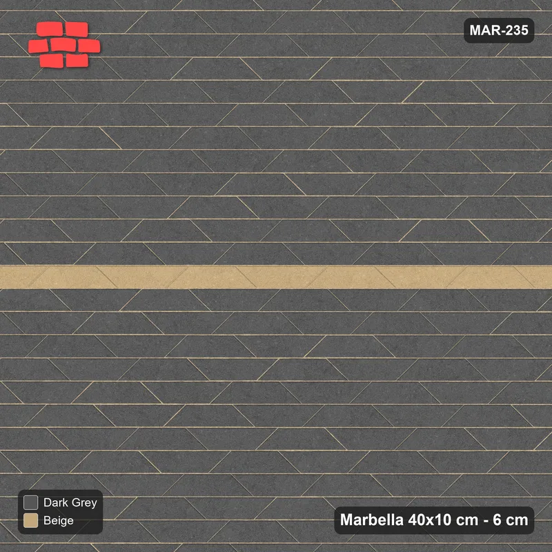 Interlock (Pasco) 40x10 cm · MAR-235 · Thin Centre Line - Stone & Earth · Top view Interlock (Pasco) 40x10 cm · MAR-235 · Thin Centre Line - Stone & Earth · Top view