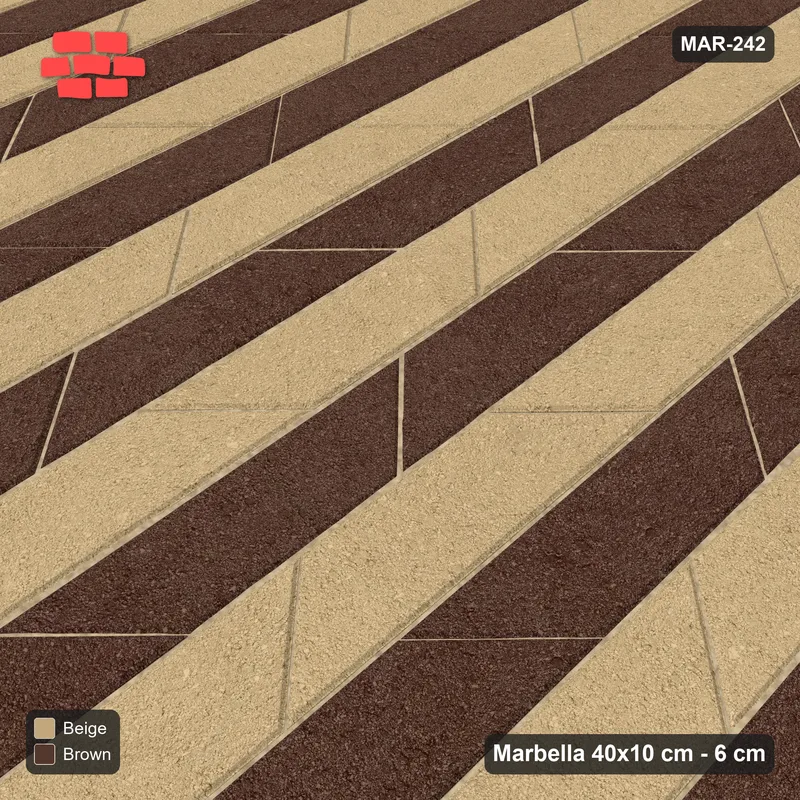Interlock (Pasco) 40x10 cm · MAR-242 · Upright Alternating Course Stripes - Sandstone with Kerb Frame · Side view Interlock (Pasco) 40x10 cm · MAR-242 · Upright Alternating Course Stripes - Sandstone with Kerb Frame · Side view