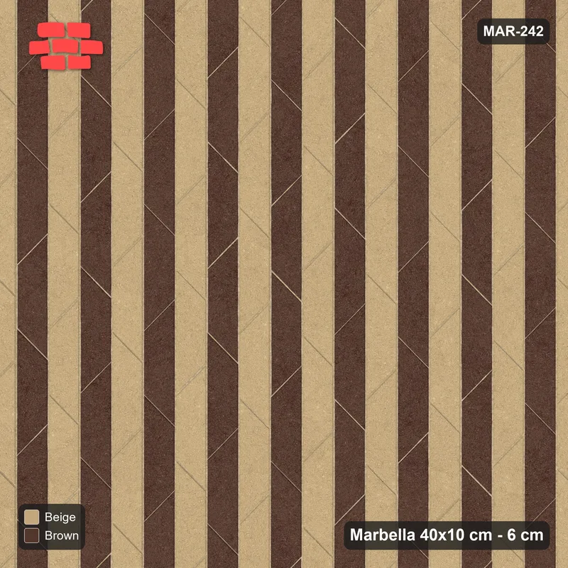 Interlock (Pasco) 40x10 cm · MAR-242 · Upright Alternating Course Stripes - Sandstone with Kerb Frame · Top view Interlock (Pasco) 40x10 cm · MAR-242 · Upright Alternating Course Stripes - Sandstone with Kerb Frame · Top view