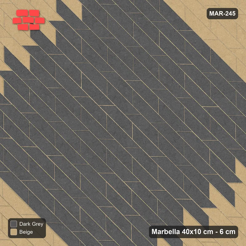 Interlock (Pasco) 40x10 cm · MAR-245 · Counter-Diagonal Accent Border Ring - Stone & Earth with Kerb Frame · Top view Interlock (Pasco) 40x10 cm · MAR-245 · Counter-Diagonal Accent Border Ring - Stone & Earth with Kerb Frame · Top view