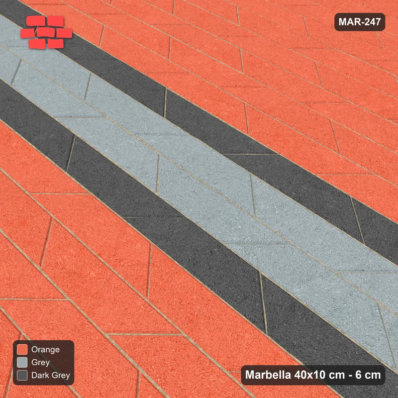 Interlock (Pasco) 40x10 cm · MAR-247 · Centre Band with Edge Lines - Sunset Slate · Side view Interlock (Pasco) 40x10 cm · MAR-247 · Centre Band with Edge Lines - Sunset Slate · Side view