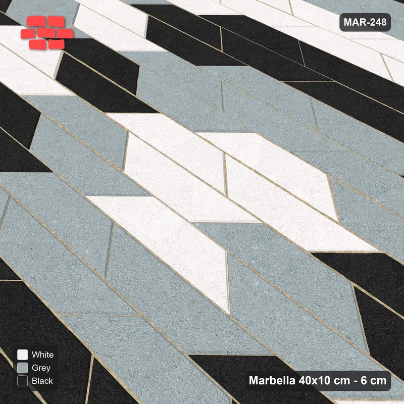 Interlock (Pasco) 40x10 cm · MAR-248 · Concentric Square Rings - Tuxedo · Side view Interlock (Pasco) 40x10 cm · MAR-248 · Concentric Square Rings - Tuxedo · Side view