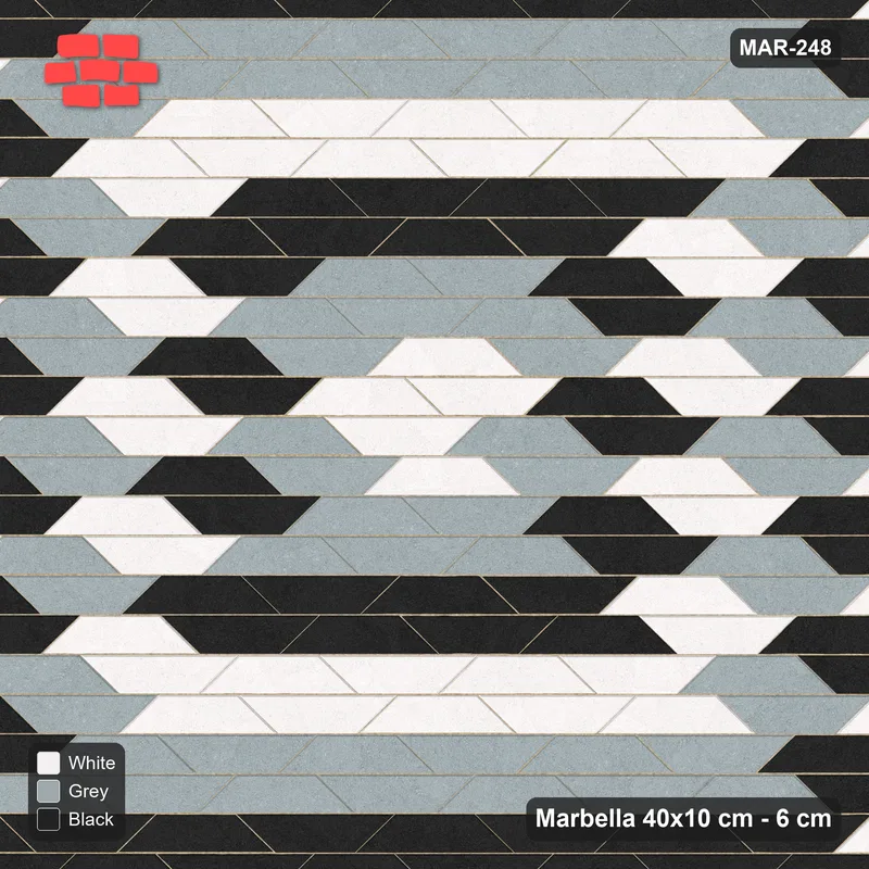 Interlock (Pasco) 40x10 cm · MAR-248 · Concentric Square Rings - Tuxedo · Top view Interlock (Pasco) 40x10 cm · MAR-248 · Concentric Square Rings - Tuxedo · Top view