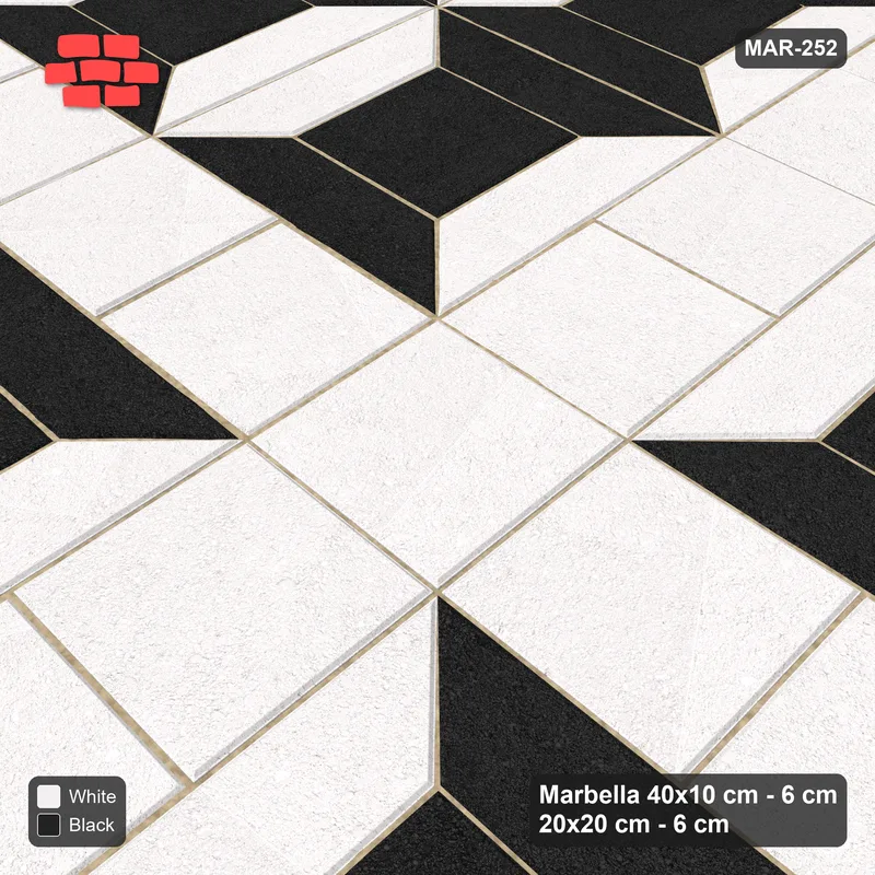 Interlock (Pasco) 40x10 cm · MAR-252 · Bevel Frame - Contrast with Square Strip (black-white) · Side view Interlock (Pasco) 40x10 cm · MAR-252 · Bevel Frame - Contrast with Square Strip (black-white) · Side view