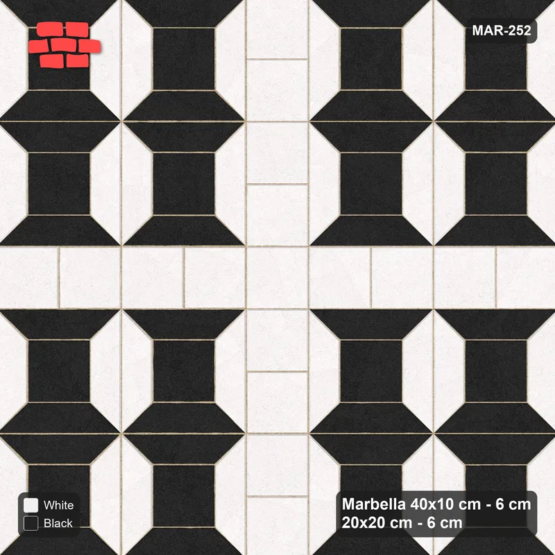 Interlock (Pasco) 40x10 cm · MAR-252 · Bevel Frame - Contrast with Square Strip (black-white) · Top view Interlock (Pasco) 40x10 cm · MAR-252 · Bevel Frame - Contrast with Square Strip (black-white) · Top view