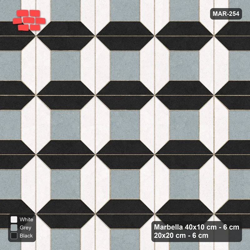 Interlock (Pasco) 40x10 cm · MAR-254 · Three-Tone Bevel Frame - Tuxedo and Kerb Frame (black-white-grey) · Top view Interlock (Pasco) 40x10 cm · MAR-254 · Three-Tone Bevel Frame - Tuxedo and Kerb Frame (black-white-grey) · Top view