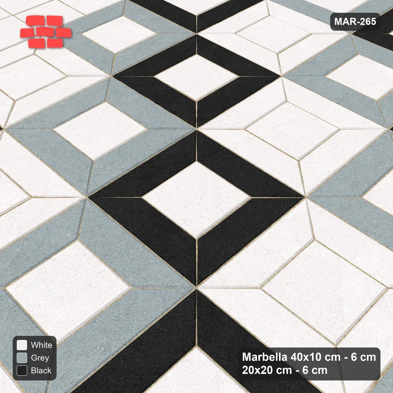 Interlock (Pasco) 40x10 cm · MAR-265 · Diagonal Three-Tone Frames - Tuxedo with Square Columns · Side view Interlock (Pasco) 40x10 cm · MAR-265 · Diagonal Three-Tone Frames - Tuxedo with Square Columns · Side view