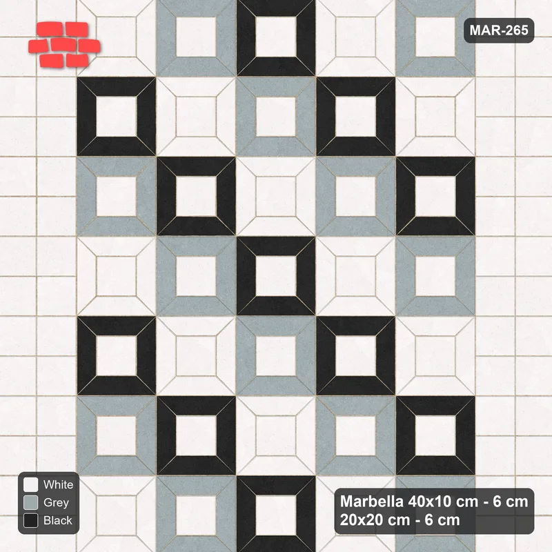 Interlock (Pasco) 40x10 cm · MAR-265 · Diagonal Three-Tone Frames - Tuxedo with Square Columns · Top view Interlock (Pasco) 40x10 cm · MAR-265 · Diagonal Three-Tone Frames - Tuxedo with Square Columns · Top view