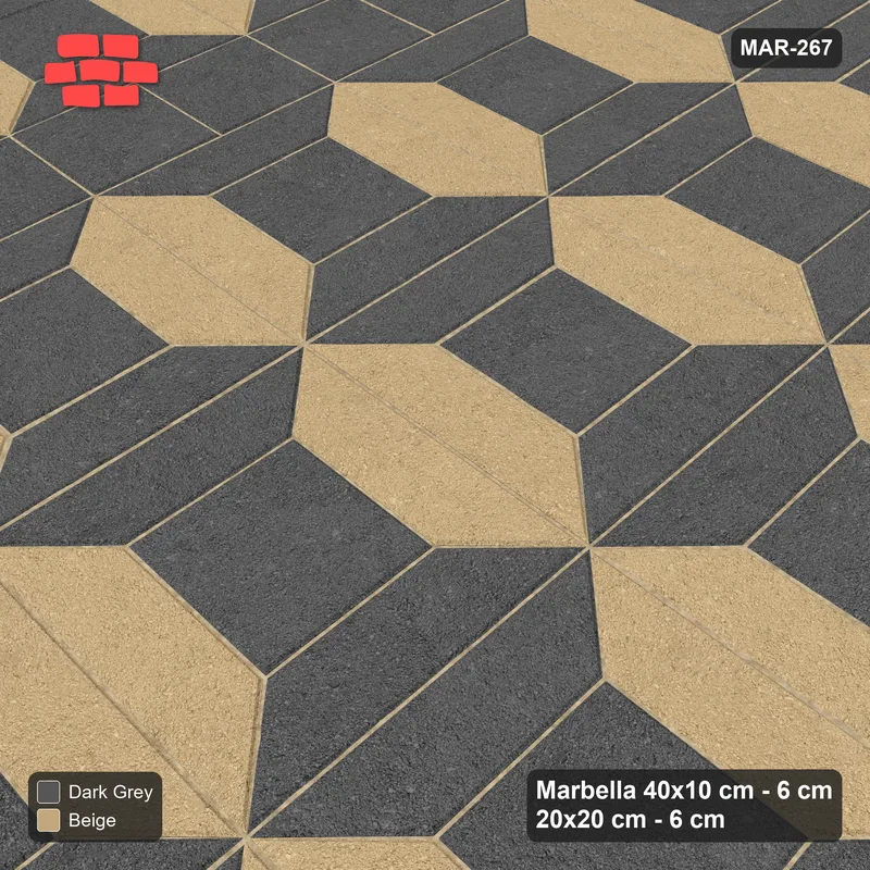 Interlock (Pasco) 40x10 cm · MAR-267 · Bevel Frame Dark Centre - Stone & Earth with Square Columns (beige-dark grey) · Side view Interlock (Pasco) 40x10 cm · MAR-267 · Bevel Frame Dark Centre - Stone & Earth with Square Columns (beige-dark grey) · Side view