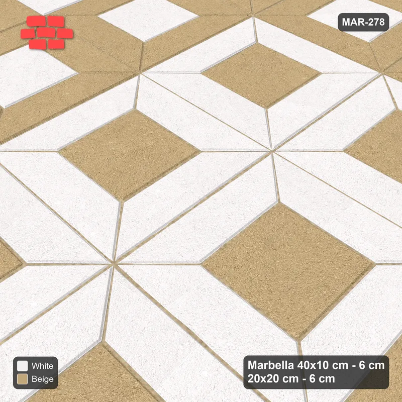 Interlock (Pasco) 40x10 cm · MAR-278 · Outer Module Ring - Ivory & Sand with Square Columns · Side view Interlock (Pasco) 40x10 cm · MAR-278 · Outer Module Ring - Ivory & Sand with Square Columns · Side view