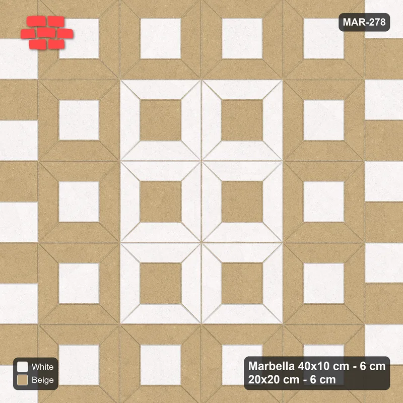 Interlock (Pasco) 40x10 cm · MAR-278 · Outer Module Ring - Ivory & Sand with Square Columns · Top view Interlock (Pasco) 40x10 cm · MAR-278 · Outer Module Ring - Ivory & Sand with Square Columns · Top view