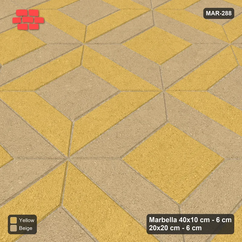 Interlock (Pasco) 40x10 cm · MAR-288 · Module Checkerboard - Desert Sun with Square Columns (beige-yellow) · Side view Interlock (Pasco) 40x10 cm · MAR-288 · Module Checkerboard - Desert Sun with Square Columns (beige-yellow) · Side view