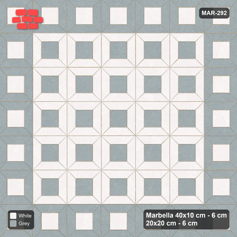Interlock (Pasco) 40x10 cm · MAR-292 · Outer Module Ring - Salt & Pepper · Top view Interlock (Pasco) 40x10 cm · MAR-292 · Outer Module Ring - Salt & Pepper · Top view